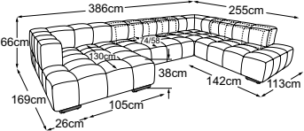 REC left + element 140 (2 MBA) + corner + 2HT right (MBA), drawn to scale with dimensions