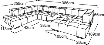 2HT left (MBA) + corner + element 140 (2 MBA) + REC right, drawn to scale with dimensions
