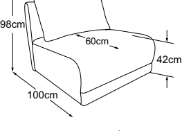 Element 87 without armrest incl. 1 cushion, drawn to scale with dimensions