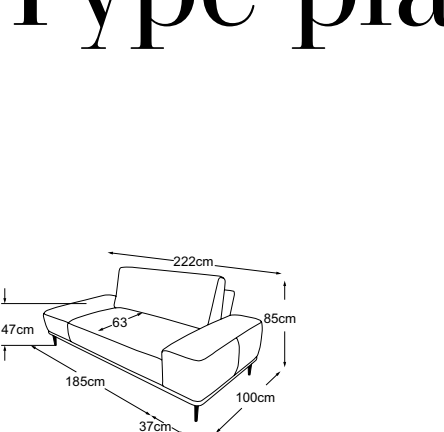 Chaiselounge armrest right, drawn to scale with dimensions