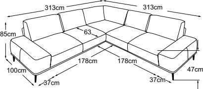 3-corner-3, drawn to scale with dimensions
