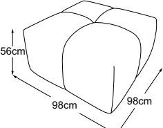 Stool high, drawn to scale with dimensions