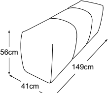 Armrest long, drawn to scale with dimensions