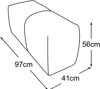 Armrest short, drawn to scale with dimensions