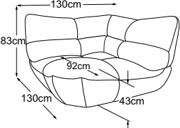 Trapeze corner, drawn to scale with dimensions