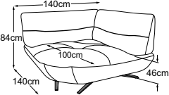 Trapeze corner, drawn to scale with dimensions