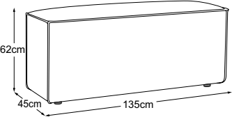 Back 135, drawn to scale with dimensions