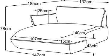REC armrest left, drawn to scale with dimensions