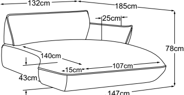 REC armrest right, drawn to scale with dimensions