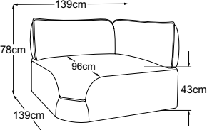 Trapeze corner, drawn to scale with dimensions