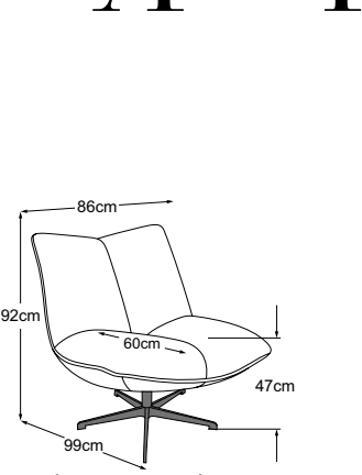Softie armchair, drawn to scale with dimensions