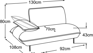 Element 90 armrest left, drawn to scale with dimensions