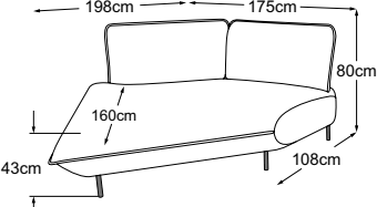 Trapeze REC left, drawn to scale with dimensions