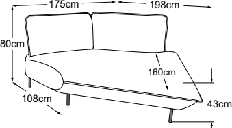 Trapeze REC right, drawn to scale with dimensions