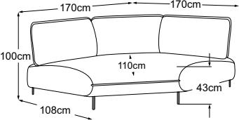 Trapeze corner, drawn to scale with dimensions