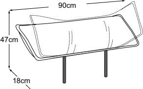 Headrest, drawn to scale with dimensions