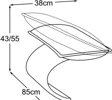 Armrest, drawn to scale with dimensions
