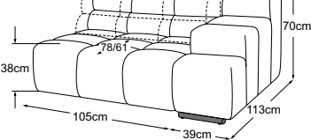 Element 105 armrest right incl. 1 MBA, drawn to scale with dimensions