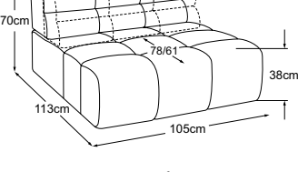 Element 105 without armrest incl. 1 MBA, drawn to scale with dimensions