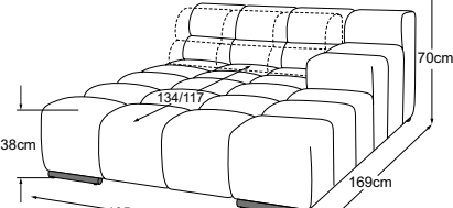 REC armrest right incl. 1 MBA, drawn to scale with dimensions