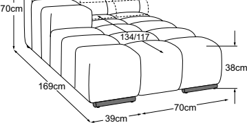 REC small armrest left incl. 1 MBA, drawn to scale with dimensions