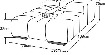 REC small armrest right incl. 1 MBA, drawn to scale with dimensions