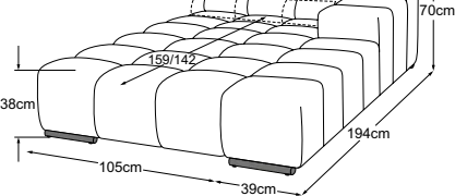 REC large armrest right incl. 1 MBA, drawn to scale with dimensions