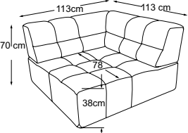 Corner, drawn to scale with dimensions