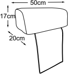 Headrest, drawn to scale with dimensions