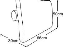 Back cushion with roll (only fits on the longchair), drawn to scale with dimensions
