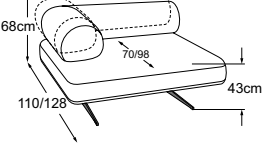 1-element armrest left incl. 1 MBA, drawn to scale with dimensions