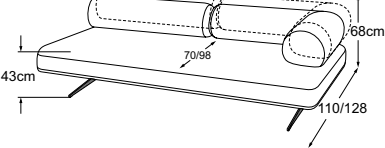 2-element armrest right incl. 2 MBA, drawn to scale with dimensions