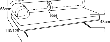 2-element armrest left incl. 2 MBA, drawn to scale with dimensions