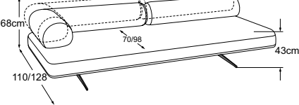 3-element armrest left incl. 2 MBA, drawn to scale with dimensions