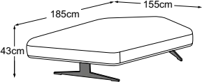 Trapeze corner, drawn to scale with dimensions