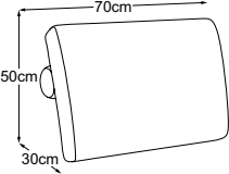 Cushion with a roll, drawn to scale with dimensions