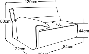 Element 105 armrest left, drawn to scale with dimensions