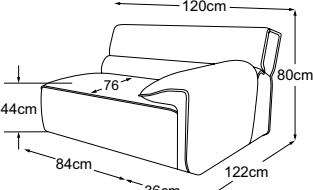 Element 105 armrest right, drawn to scale with dimensions