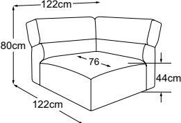 Corner, drawn to scale with dimensions